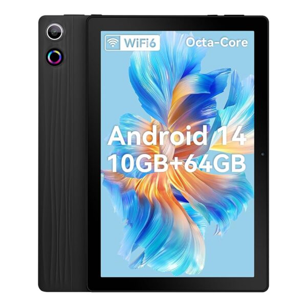 Tablet 10 Inch Android 14 Tablets,10GB+64GB,1TB Expand, Widevine L1 Compatible Octa-Core Tablet with WiFi 6,5000mAh,Dual 8MP Camera, Face ID Android Tablet (Black)