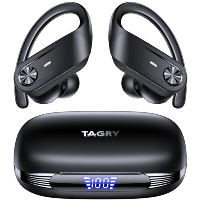 TAGRY Wireless Earbuds Bluetooth 5.4 Headphones 80Hrs Playtime LED Display IPX7 Waterproof Sport Ear Buds with Earhook Mic in-Ear Earphones Stereo Sound Earbud for Workout…