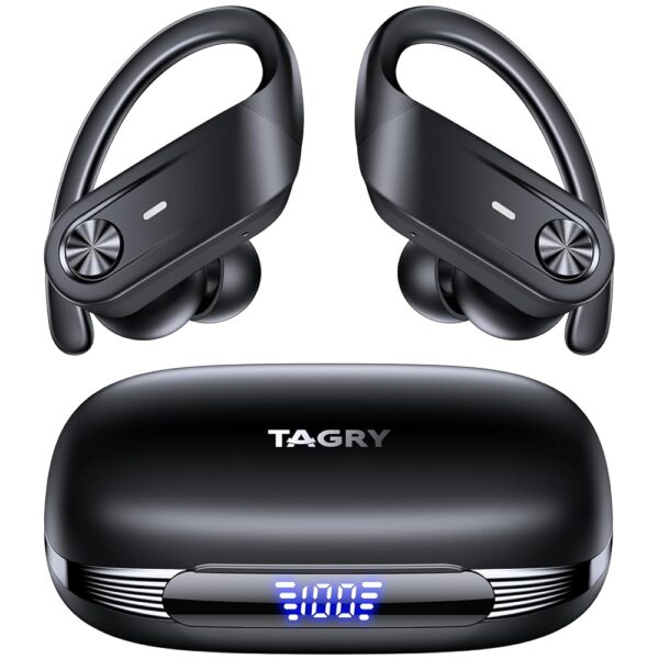 TAGRY Wireless Earbuds Bluetooth 5.4 Headphones 80Hrs Playtime LED Display IPX7 Waterproof Sport Ear Buds with Earhook Mic in-Ear Earphones Stereo Sound Earbud for Workout...