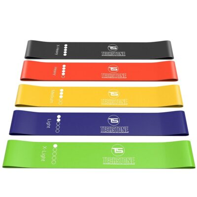 TechStone Resistance Bands Set for Men and Women, Pack of 5 Different Levels Elastic Band for Home Gym Long Exercise Workout – Great Fitness Equipment for Training, Yoga – Free…