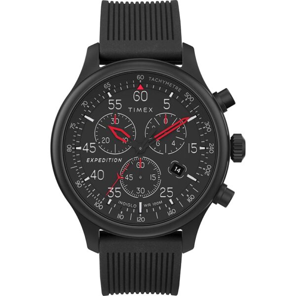 Timex Men’s Expedition Field Chrono 43mm Watch – Black Case & Dial