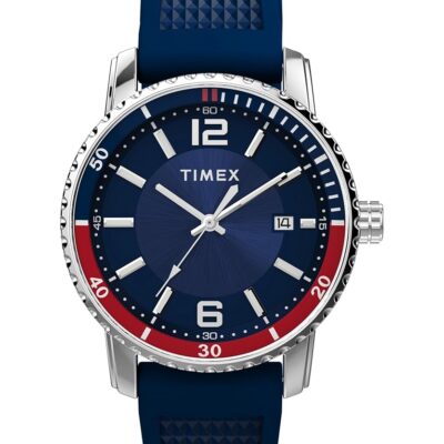 Timex Men’s Dress 41mm Watch – Blue Strap Blue Dial Stainless Steel Case