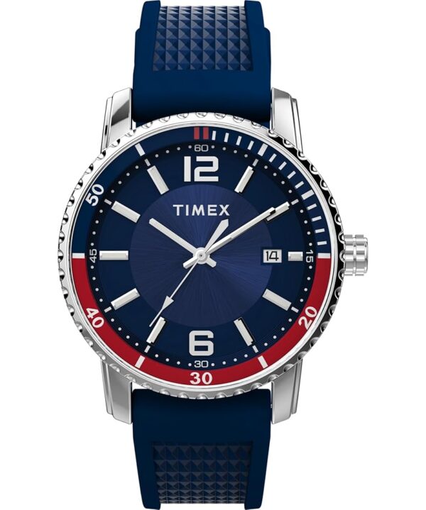 Timex Men's Dress 41mm Watch - Blue Strap Blue Dial Stainless Steel Case