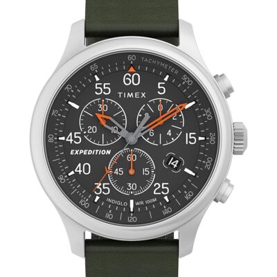 Timex Men’s Expedition Field Chrono 43mm Watch – Strap Black Dial Silver-Tone Case