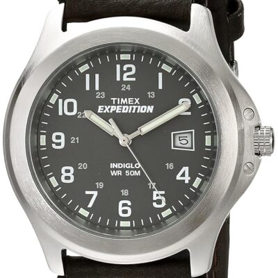 Timex Men’s Expedition Metal Field Brown Leather Strap Watch