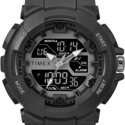 Timex Men’s The HQ DGTL 50 mm Resin Strap Combo Watch, Black, Bracelet