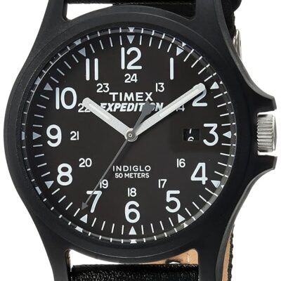 Timex Men’s TW4B08100 Expedition Acadia Black Leather/Nylon Strap Watch