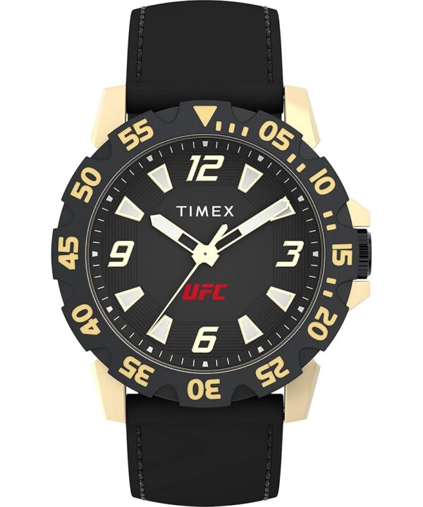 Timex UFC Men's Champ 42mm Watch - Black Strap Black Dial Gold-Tone Case