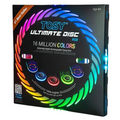 TOSY Flying Disc – 16 Million Color RGB or 36 LEDs, Extremely Bright, Smart Modes, Auto Light Up, Rechargeable, Cool Fun Christmas, Birthday & Camping Gift for…