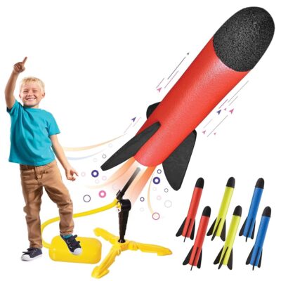 Toy Rocket Launcher for kids – Shoots Up to 100 Feet – 6 Colorful Foam Rockets and Sturdy Launcher Stand, Launch Pad – Fun Outdoor Toy for Kids – Gift Toys for Boys and Girls…