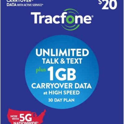 TracFone $20 Unlimited Talk, Text, 1GB Data 30–Day Plan