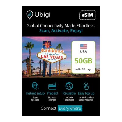 Travel Data Plan USA- Prepaid International eSIM Card Internet Data in 5G/4G/LTE (Data tethering Allowed) for Unlocked iPhone and Android. No Extra Charge or Roaming fees. Easy…