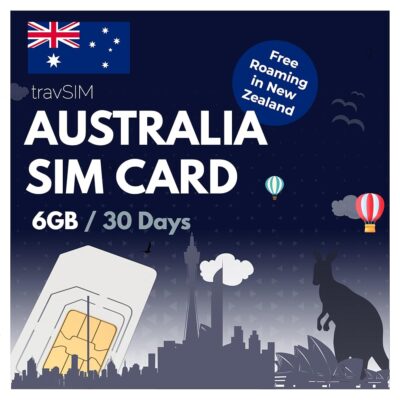 travSIM Australia SIM | 10GB Mobile Data at 4G/5G speeds | Free Roaming in New Zealand | Works on iOS & Android Devices | Plan on Australia SIM Card is Valid for 30 Days (10GB)