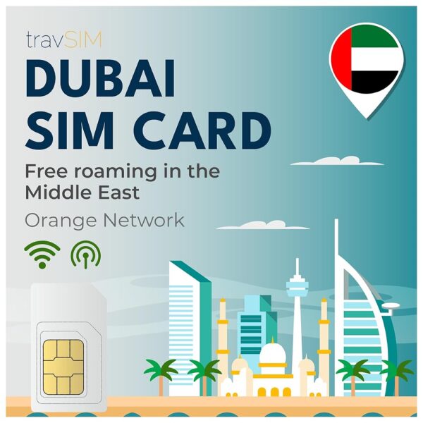 travSIM Dubai SIM Card | Orange Network | 10 GB Mobile Data | Hotspot Available | Free Roaming in 6+ Countries in The Middle East | Plan on UAE SIM Card Dubai is Valid for 14 Days.