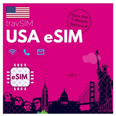 travSIM e SIM Card USA | T-Mobile Network | 50GB Mobile Data at 4G/5G speeds | eSIM USA has Unlimited National Calls & Texts | eSIM Prepaid USA 14 Days