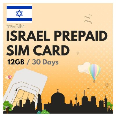 travSIM Israel SIM Card Prepaid | 12GB Mobile Data at 4G/5G speeds | Israeli SIM Card Works on iOS & Android Devices | Plan on SIM Card Israel is Valid for 30 Days