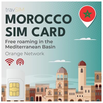 travSIM Morocco SIM Card | Orange Network | 10 GB Mobile Data | Hotspot Available | Free Roaming in The Mediterranean Basin | Plan International Travel SIM Card Morocco is Valid…