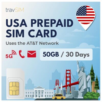 travSIM Prepaid SIM Card USA | Unlimited Data, Calls & Texts in USA | US Mobile SIM Card USA Uses The AT&T Network | US Mobile Works in All 50 States Except Alaska | Prepaid SIM…