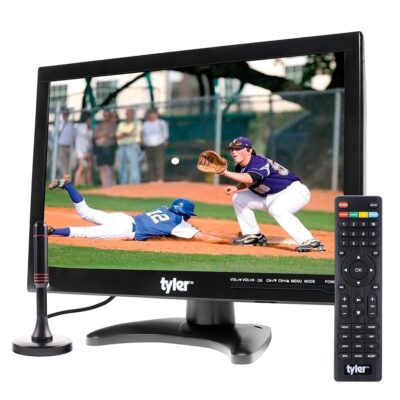 Tyler 14” Portable TV LCD Monitor 1080P Rechargeable Lithium Battery Operated, 2 Antenna, HDMI, USB, RCA, FM Radio, Digital Tuner, AV Inputs, AC/DC, TV Stand and Remote Control…