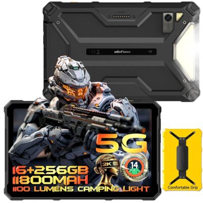 Ulefone Armor Pad 4 Ultra Rugged Tablet 5G, 11800mAh(33W), Android 14 Tablet 16GB+256GB, 10.36 inch 2K FHD+ 500nits Display,50MP+32MP, 1100LM LED Light, uSmart,WiFi,OTG GPS,NFC,…