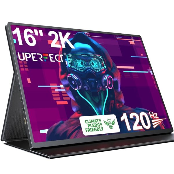 UPERFECT 2K 120Hz Portable Gaming Monitor, 16" 2560x1600 QHD Portable Monitor HDR FreeSync Laptop Monitor w/VESA & Smart Case Matte IPS Eye Care External Second Screen for PC...