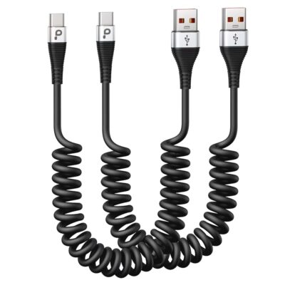 USB C Cable Fast Charging, 2Pack 3ft Coiled USB A to Type C Charge Cord for Car, USB-C Charging Cable Compatible with iPhone 16/15/Samsung Galaxy S20 S10 S9 S8 Plus Note 10 9 8…