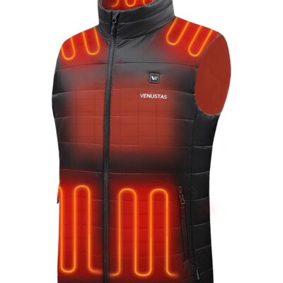 Venustas Men’s Heated Vest with Battery Pack 7.4V, Ultra-thin Carbon Fiber, Suitable for Winter Outdoor Hunting Skiing