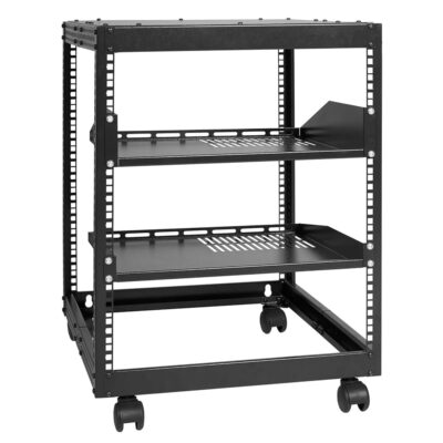 VEVOR 12U Open Frame Server Rack, 23”-40” Adjustable Depth, Free Standing or Wall Mount Network Server Rack, 4 Post AV Rack with Casters, Holds All Your Networking IT…