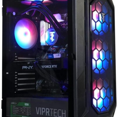 ViprTech Reaper 3.0 Liquid-Cooled PC – AMD Ryzen 7 7700 (16-LCore 5.3Ghz Turbo), RTX 4070 Super 12GB, 32GB DDR5 6400, 2TB NVMe SSD, 800W Gold, VR-Ready, WiFi BT, Win 11, Gaming…