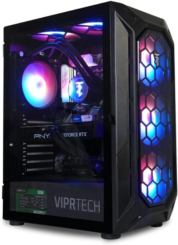 ViprTech Reaper 3.0 Liquid-Cooled PC - AMD Ryzen 7 7700 (16-LCore 5.3Ghz Turbo), RTX 4070 Super 12GB, 32GB DDR5 6400, 2TB NVMe SSD, 800W Gold, VR-Ready, WiFi BT, Win 11, Gaming...