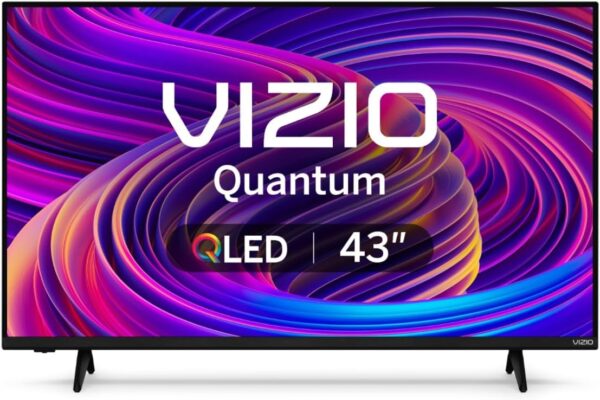 VIZIO 43-inch Quantum 4K QLED HDR Smart TV w/Dolby Vision HDR, 120fps @1080p PC Gaming, WiFi 6, Bluetooth Headphone Capable, Apple AirPlay, Google Cast Built-in (VQD43M-0801, New)