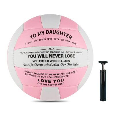 Volleyball Gift for Daughter Personalized Indoor Outdoor Sports Balls,Engraved Message Volleyballs Official Size 5 Birthday Presents from Mom Dad,with Pump