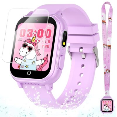 Waterproof Smart Watch for Kids Gift for Girls Age 5-12 with 32 Games, Dual Camera, Habit Tracking, Music Player, Video, Alarm Clock, HD Touchscreen Kids Smart Watch Birthday…