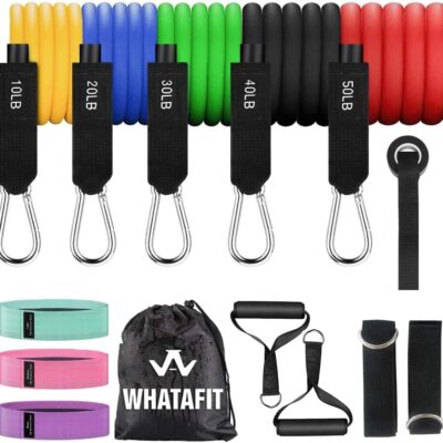 WHATAFIT Resistance Bands, Exercise Bands，Resistance Bands for Working Out, Work Out Bands with Handles for Men and Women Fitness, Strength Training Home Gym Equipment