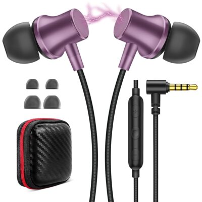 Wired Earbuds for School Chromebook Laptop PC, Noise Canceling Ear Buds with 3.5mm Plug in Audio Jack Microphone HiFi Stereo Wired Headphone Corded Earphone for Kindle Fire…