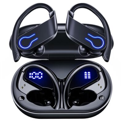 Wireless Bluetooth Earbuds 120H Playtime Bluetooth 5.3 Ear Buds for Sports, Hi-fi Stereo Earphones with LED Display Charging Case, Headphones for Running/Workout Audifonos…