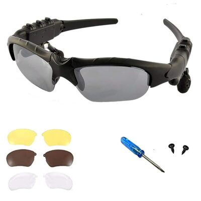 Wireless Bluetooth MP3 Sunglasses Polarized Lenses Music Sunglasses Stereo Headphone for iPhone Samsung Most Smartphone or PC (Black-Gray)