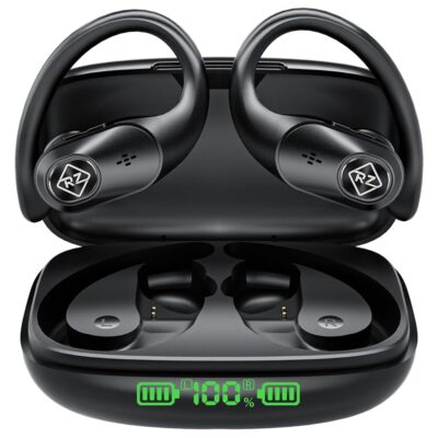 Wireless Earbuds Bluetooth Headphones Wireless Charging Case LED Display 40H Playtime Built in Mic Over Ear buds Waterproof Earphones with Earhooks Deep Bass Sound Headset for…