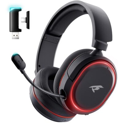 Wireless Gaming Headset, 7.1 Surround Sound, 2.4Ghz USB Gaming Headphones with Bluetooth 5.4, 100H Battery, ENC Noise Canceling Mic, 3.5mm Wired, RGB Light, Wireless Headset for…