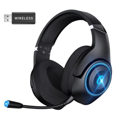 Wireless Gaming Headset for PS5, 2.4GHz Gaming Headphones Wireless with Noise Canceling Microphone for PS5, PS4, Fortnite & Call of Duty/FPS Gamers, 40-Hr Battery Gamer Headset…