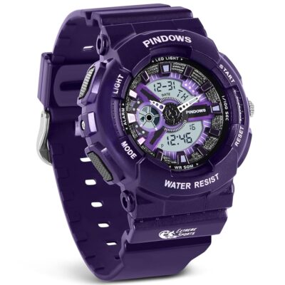 Women Watch for Women Teenagers Watch Outdoor Waterproof Digital Sports Analog Watches for Ladies Students with Stopwatch Alarm Countdown Dual Display 7 Color LED Backlight