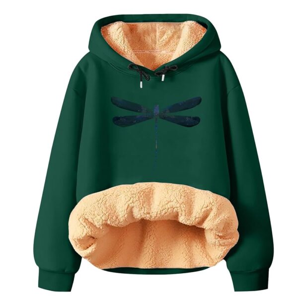 Womens Casual Winter Hoodies Warm Fleece Sherpa Lined Pullover Hooded Sweatshirt Loose Drawstring Comfort Tops