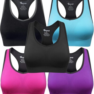 Women’s Seamless Racerback Sports Bra High Impact Support Yoga Gym Workout Fitness