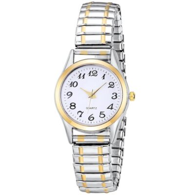 Women’s Ultra Thin Easy Reader Watch with Elastic Strap Silver Watch