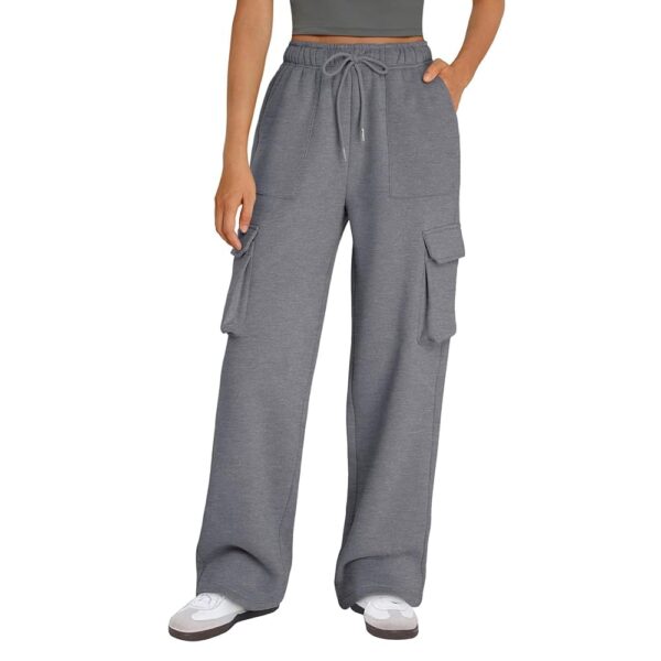 Womens Wide Leg Cargo Sweatpants Stretch Waist Baggy Athletic Workout Pant Comfy Casual Outdoor Joggers with 6 Pocket