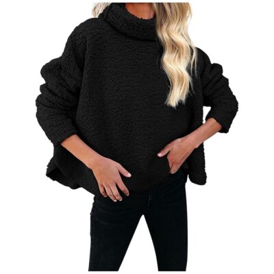 Womens Winter Coats Women’s Casual Oversized Coat Long Sleeve Pullover Sweatshirts Turtleneck Tops