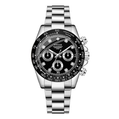 WWOOR Watches for Men Luxury Stainless Steel Big Face Mens Watch,Classic Business Chronograph Diamond Analog Quartz Waterproof Men’s Wrist Watches,Relojes para…