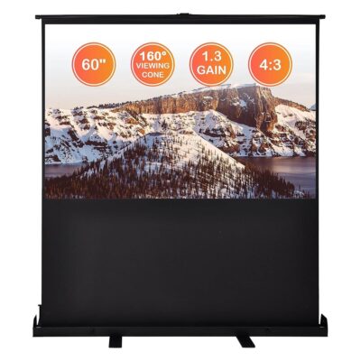 Yescom Instahibit 60″ Pull Up Portable Floor Projector Screen 48″x36″ 1.3 Gain 4:3 HD Projection Screen Aluminum Case Home Office Mobile Working