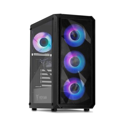 YEYIAN Tanto Gaming Desktop PC, Intel Core I7 12700F, GeForce RTX 4060, 16GB Ram Memory, 1TB SSD, RGB Fan x 4, 650w Gold Power Supply,RGB Keybaord & Mouse