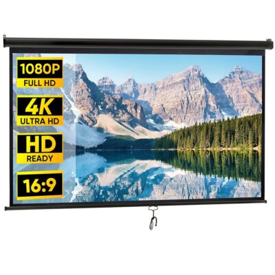 ZENY Outdoor Projector Screen Pull Down 100 Inch 16:9 HD Projection Screen Folding Home Theater Portable Indoor Outdoor Movie Screen